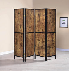 Deepika 4-panel Folding Screen Antique Nutmeg and Black