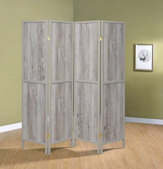 Deepika 4-panel Folding Screen Grey Driftwood