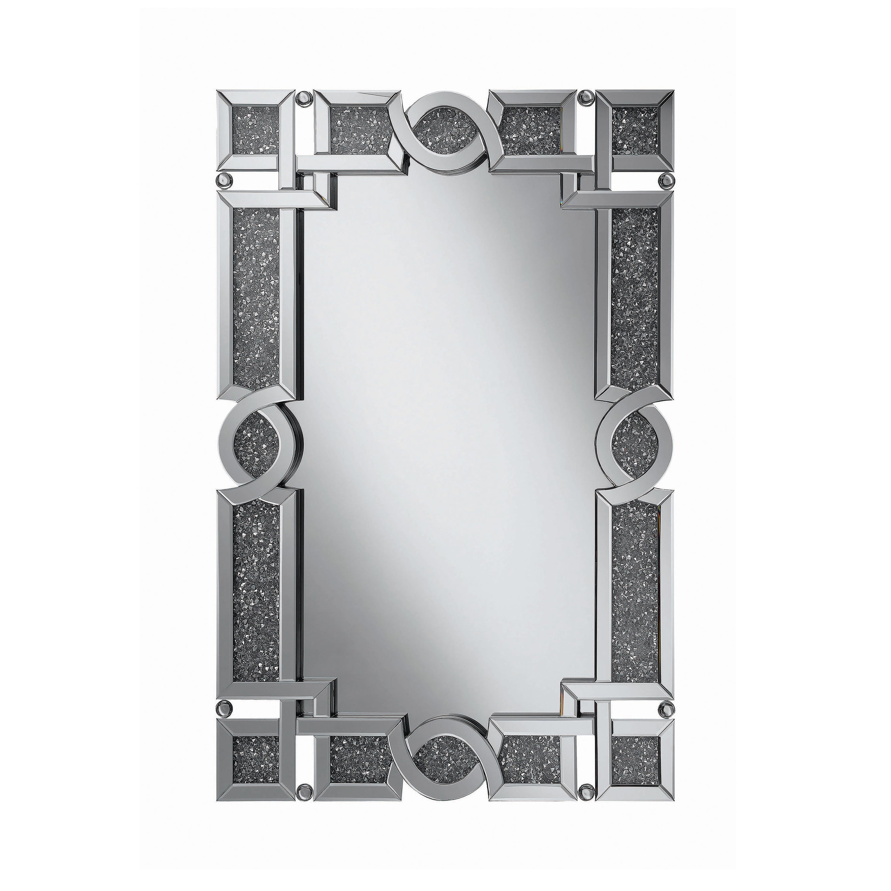 Jackie Interlocking Wall Mirror with Iridescent Panels and Beads Silver