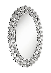 Colleen Oval Wall Mirror with Faux Crystal Blossoms