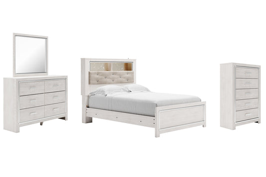 Altyra Full Panel Bookcase Bed with Mirrored Dresser and Chest Ashley