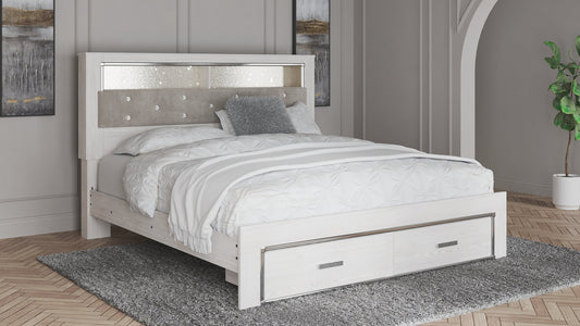 Altyra King Upholstered Bookcase Bed with Storage Ashley