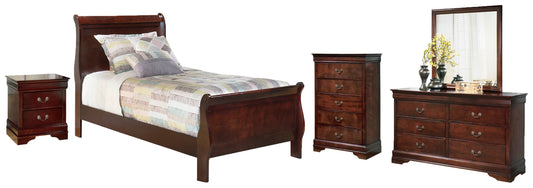 Alisdair Twin Sleigh Bed with Mirrored Dresser, Chest and Nightstand Ashley