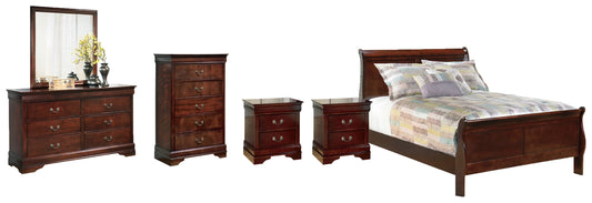 Alisdair Twin Sleigh Bed with Mirrored Dresser, Chest and 2 Nightstands Ashley