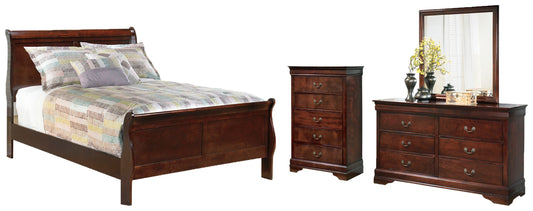 Alisdair Full Sleigh Bed with Mirrored Dresser and Chest Ashley
