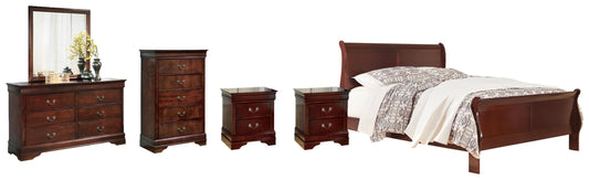 Alisdair California King Sleigh Bed with Mirrored Dresser, Chest and 2 Nightstands Ashley