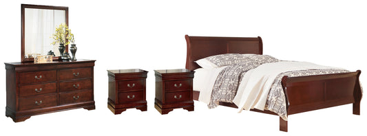 Alisdair Queen Sleigh Bed with Mirrored Dresser, Chest and 2 Nightstands Ashley