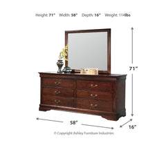 Alisdair Twin Sleigh Bed with Mirrored Dresser Ashley