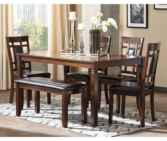 Bennox Dining Table and Chairs with Bench (Set of 6) Ashley