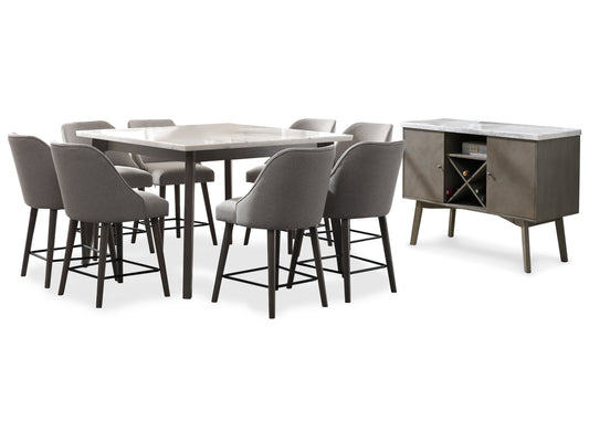 Ronstyne Counter Height Dining Table and 8 Barstools with Storage