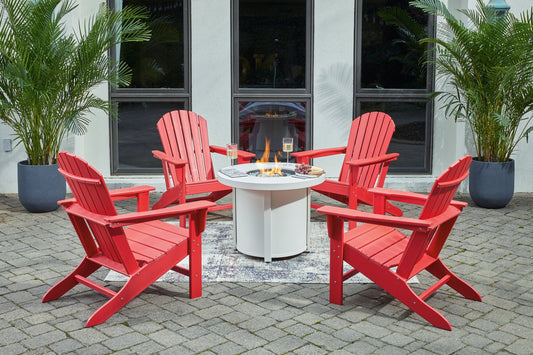 Sundown Treasure Outdoor Fire Pit Table and 4 Chairs Ashley