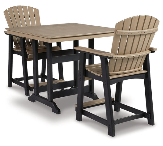Fairen Trail Outdoor Counter Height Dining Table and 2 Barstools Ashley