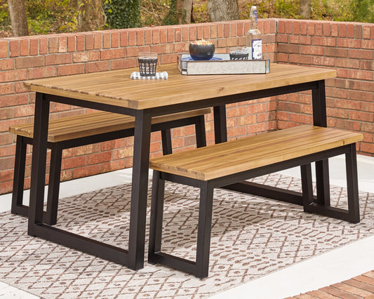Town Wood Outdoor Dining Table Set (Set of 3) Ashley