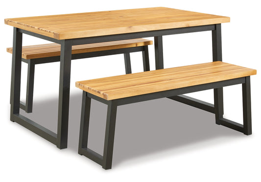 Town Wood Outdoor Dining Table Set (Set of 3) Ashley