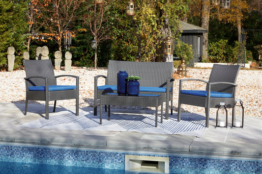 Alina Outdoor Love/Chairs/Table Set (Set of 4) Ashley