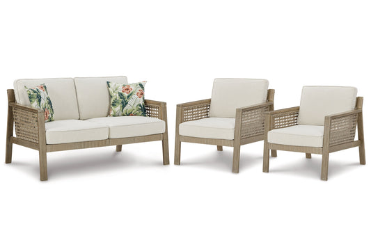 Barn Cove Outdoor Loveseat with 2 Lounge Chairs Ashley
