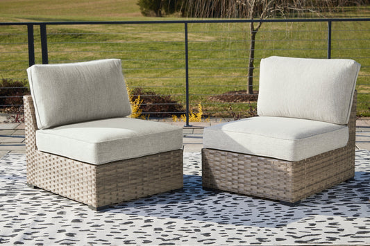 Calworth Outdoor Armless Chair with Cushion (Set of 2) Ashley