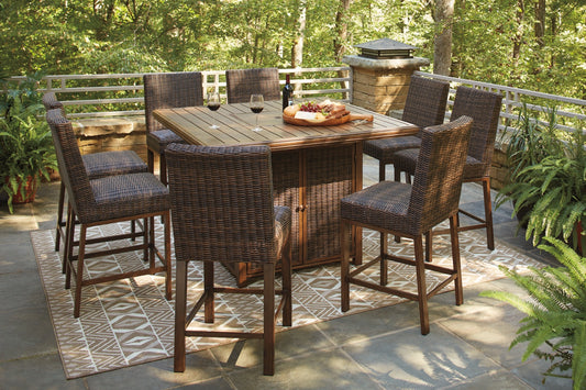 Paradise Trail Outdoor Dining Table and 8 Chairs Ashley
