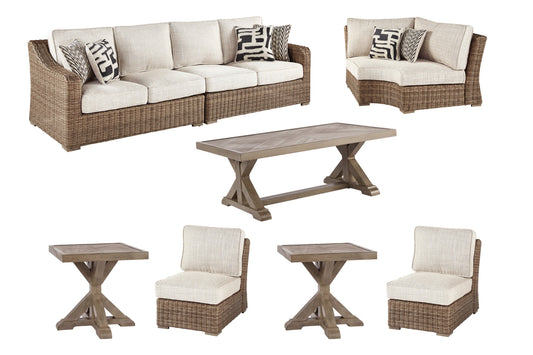 Beachcroft 5-Piece Outdoor Sectional with Coffee Table and 2 End Tables Ashley