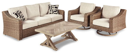 Beachcroft Outdoor Sofa and 2 Chairs with Coffee Table Ashley