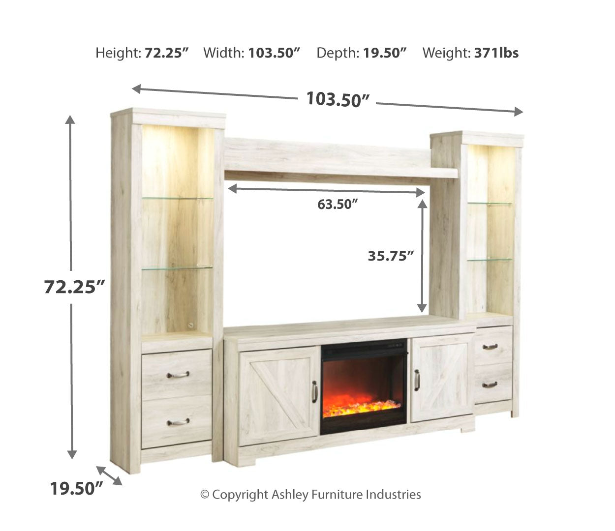 Bellaby 4-Piece Entertainment Center with Fireplace Ashley